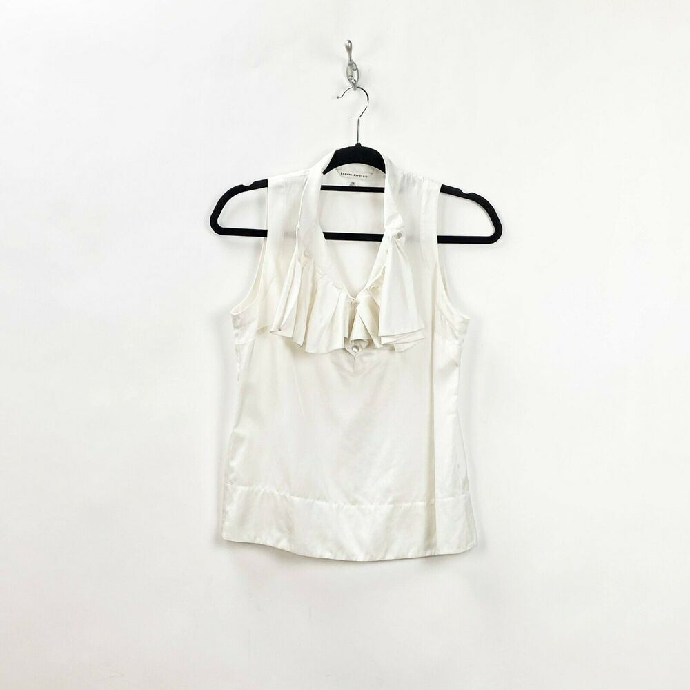 Banana Republic XS Womens Ivory Ruffle Sleeveless Blouse